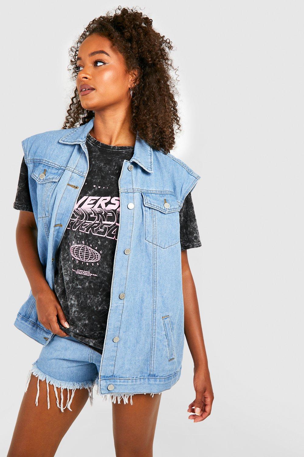 Womens long outlet denim vest